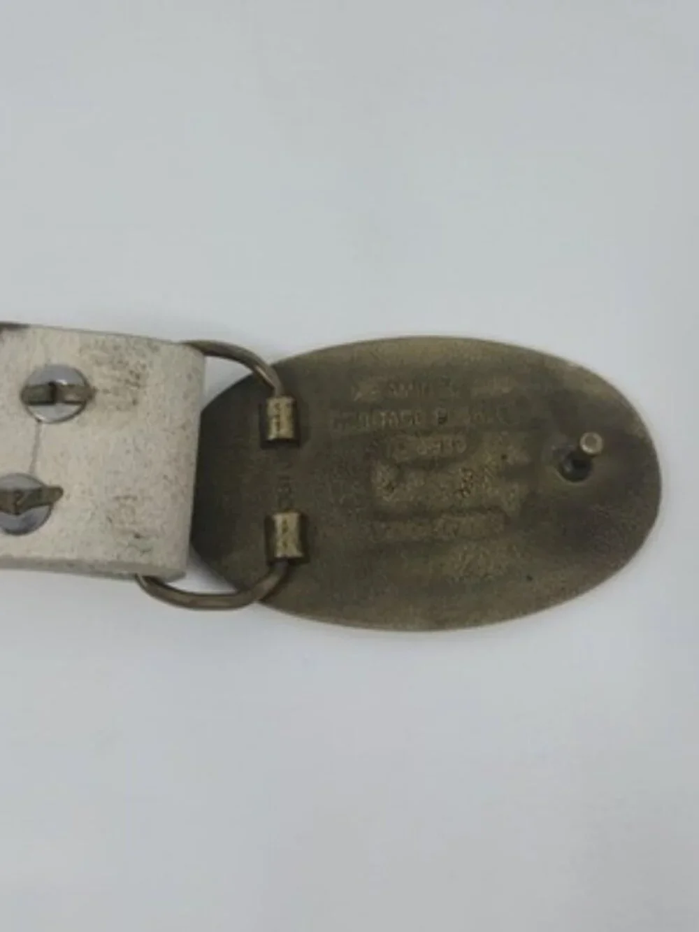 Vintage ​Rock & Republic White Leather Belt W/ Aminco Solid Brass Buckle 42